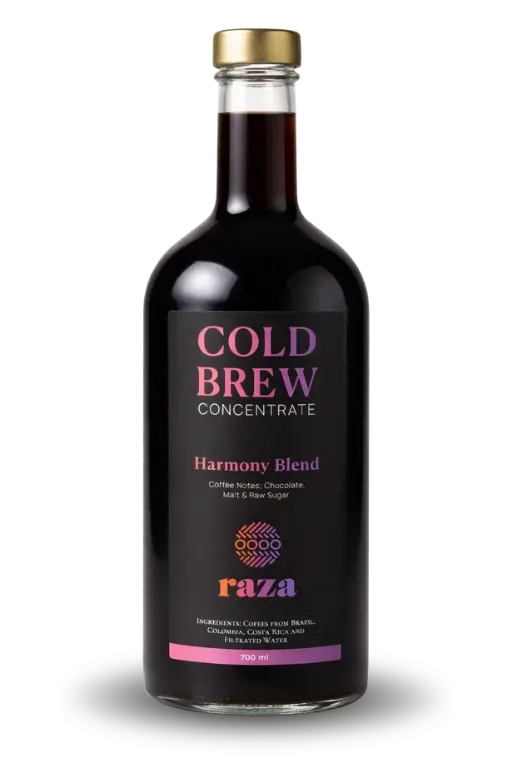 Bottle of Raza Cold Brew Concentrate on a white background