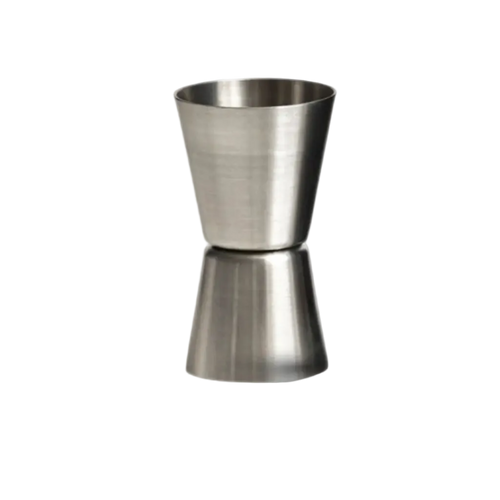 Metallic jigger on a white background